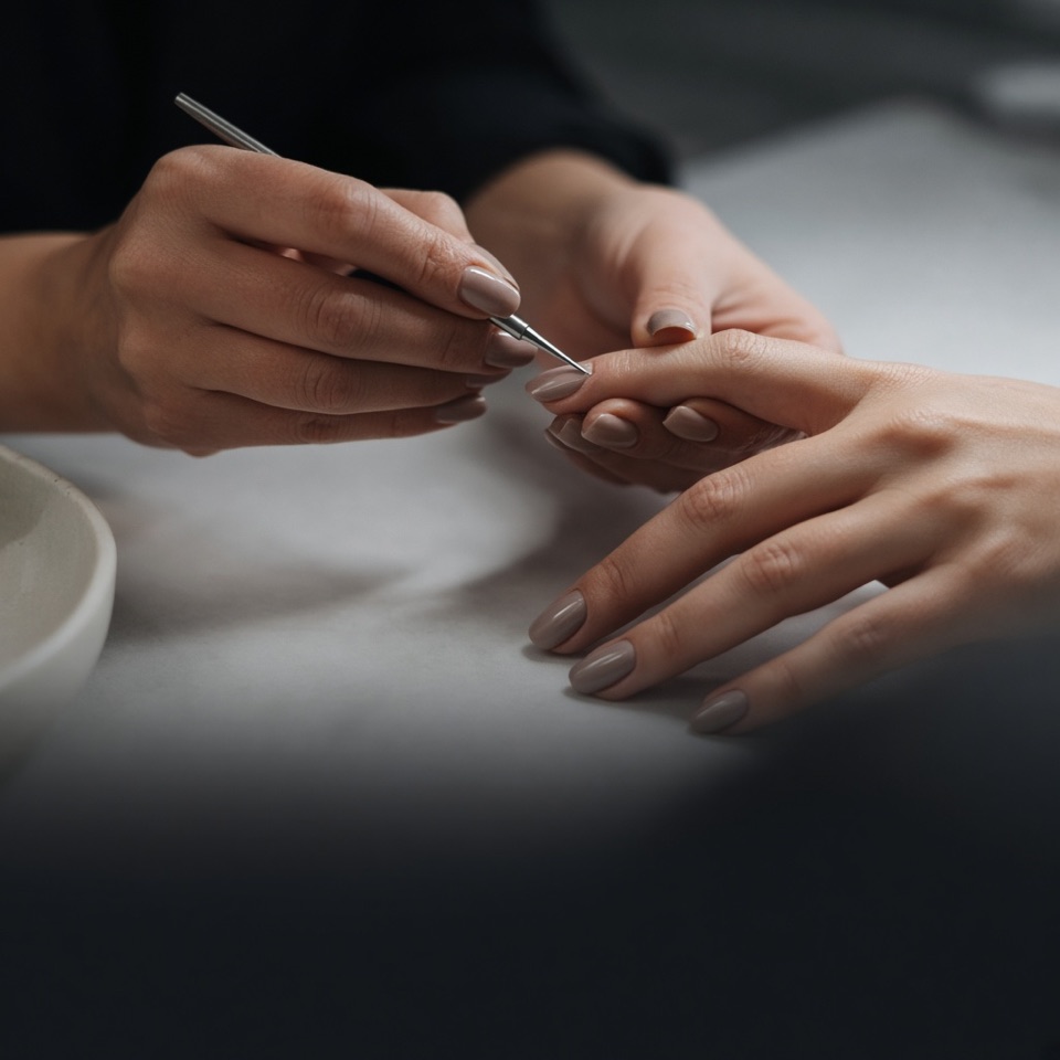 Manicurist painting a client's nails
