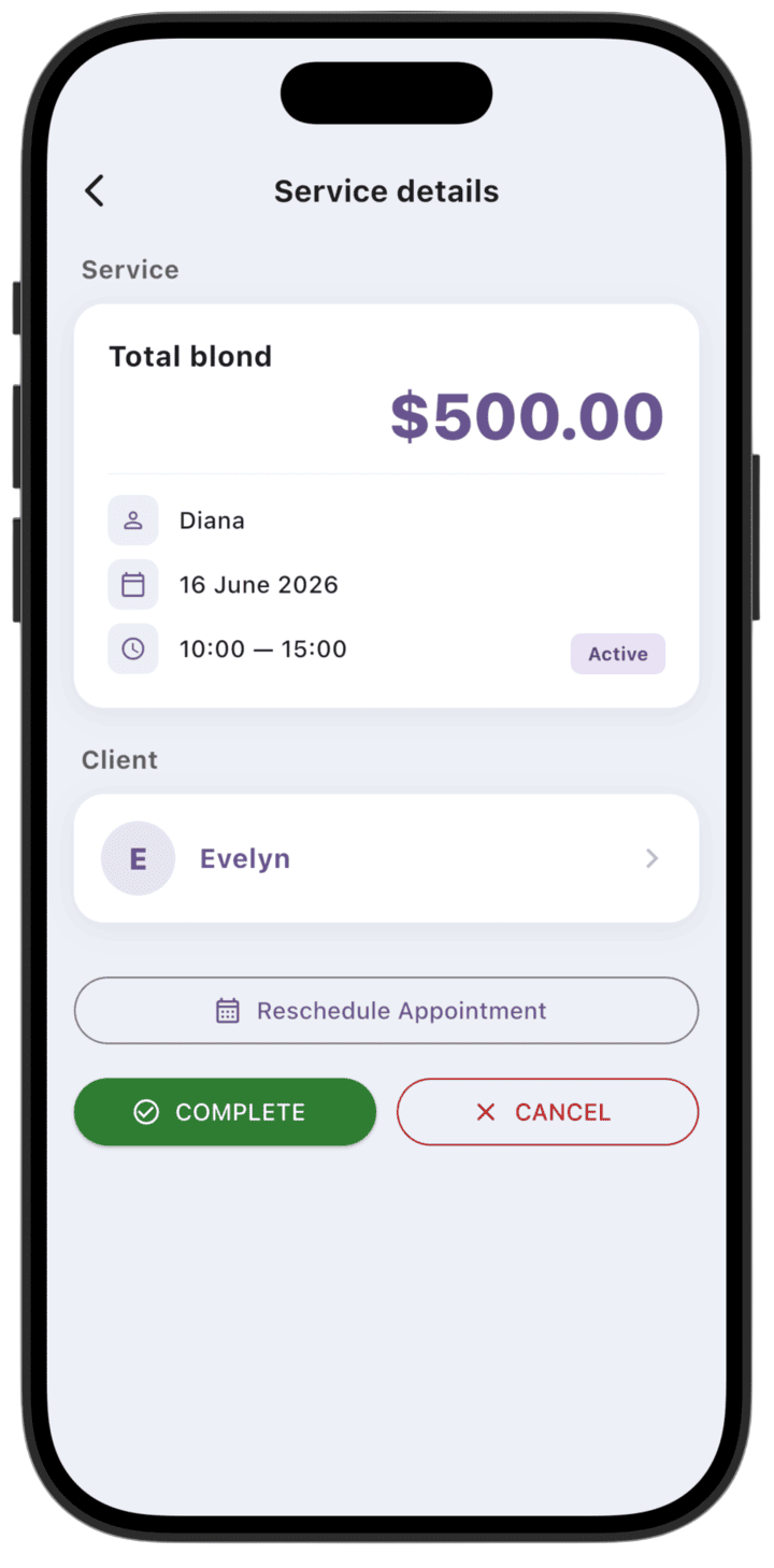 Screenshot: To cancel the service, tap **Cancel**.