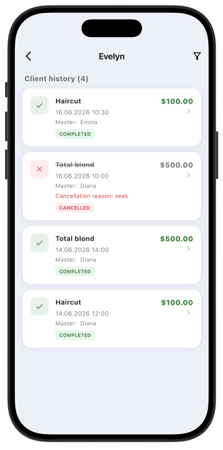 Screenshot: Client report (2)