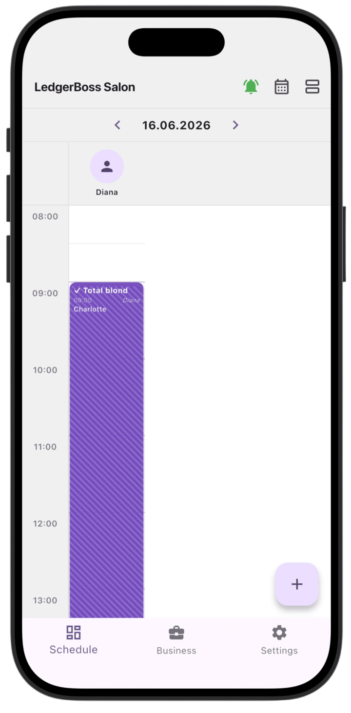 Screenshot: A confirmed service appears in calendars with **Completed** status.