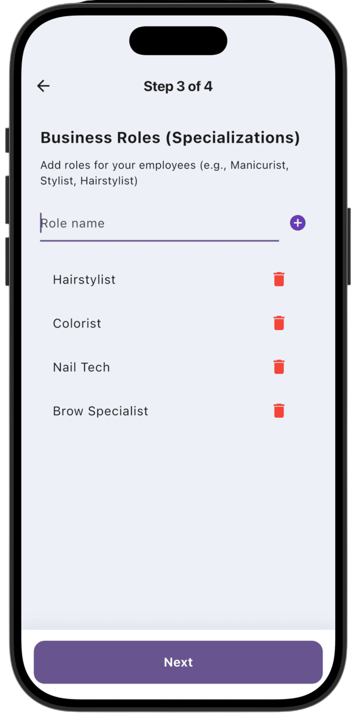 Screenshot: Create business. Step 3