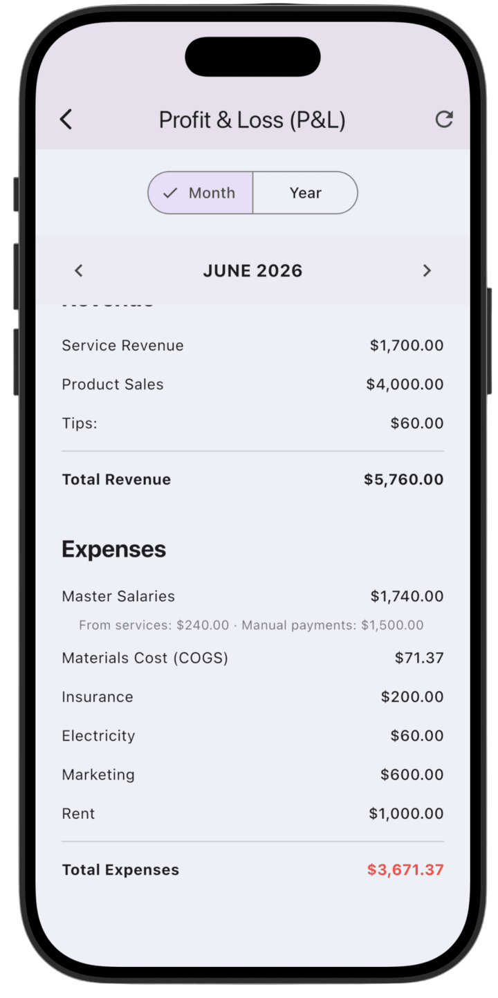 Screenshot: Profit & Loss report (P&L) (3)