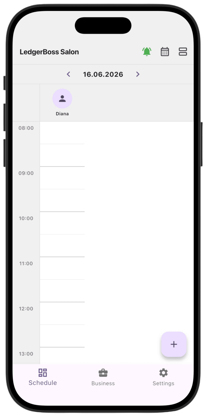 Screenshot: A reversed service, like a canceled one, does not appear on the daily schedule.