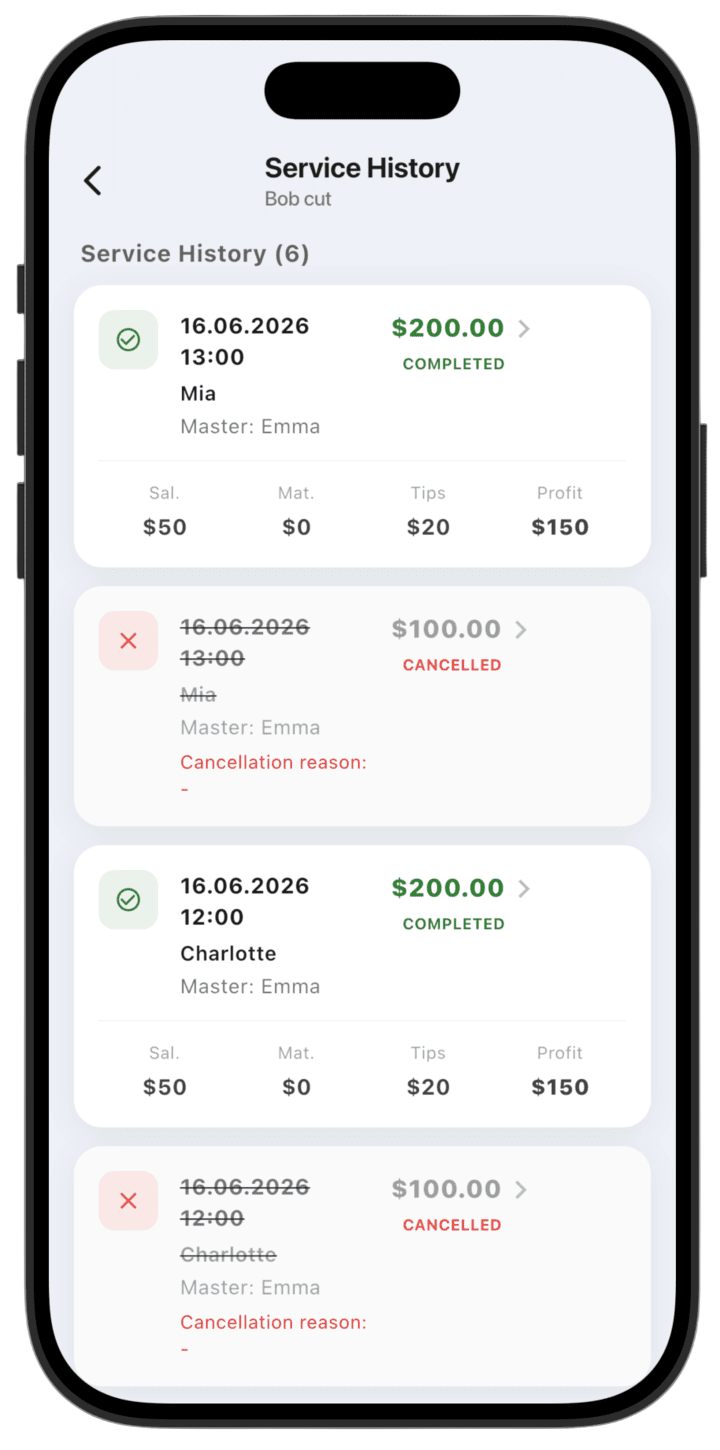 Screenshot: Services report (2)