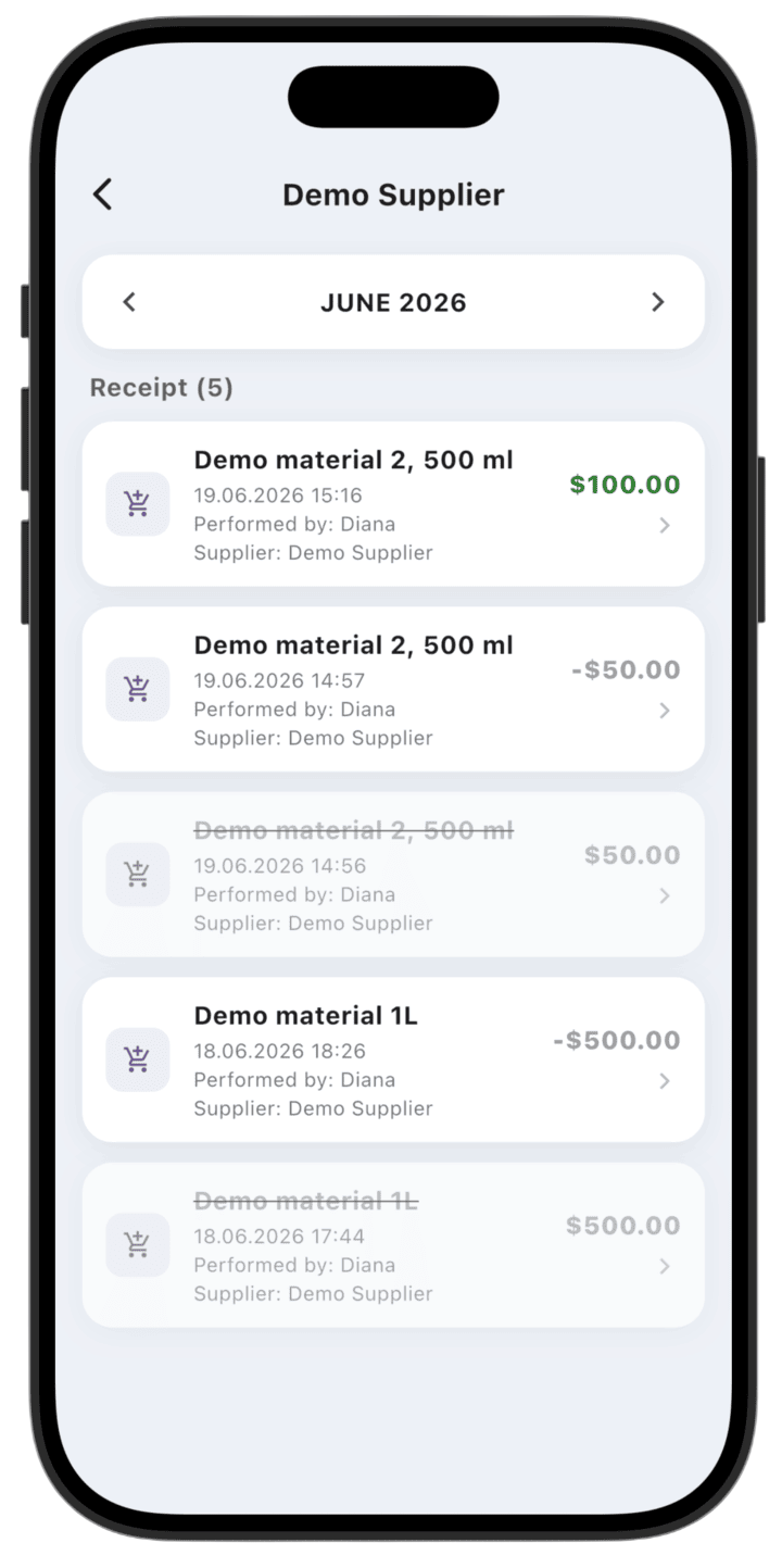 Screenshot: Suppliers report (2)