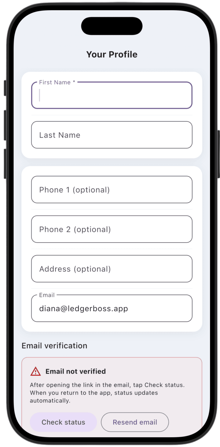 Screenshot: User profile management